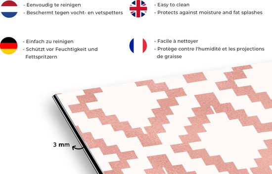 Spatscherm keuken 90x60 cm - Kookplaat achterwand Patronen - Luxe - Wit - Roze - Muurbeschermer - Spatwand fornuis - Hoogwaardig aluminium