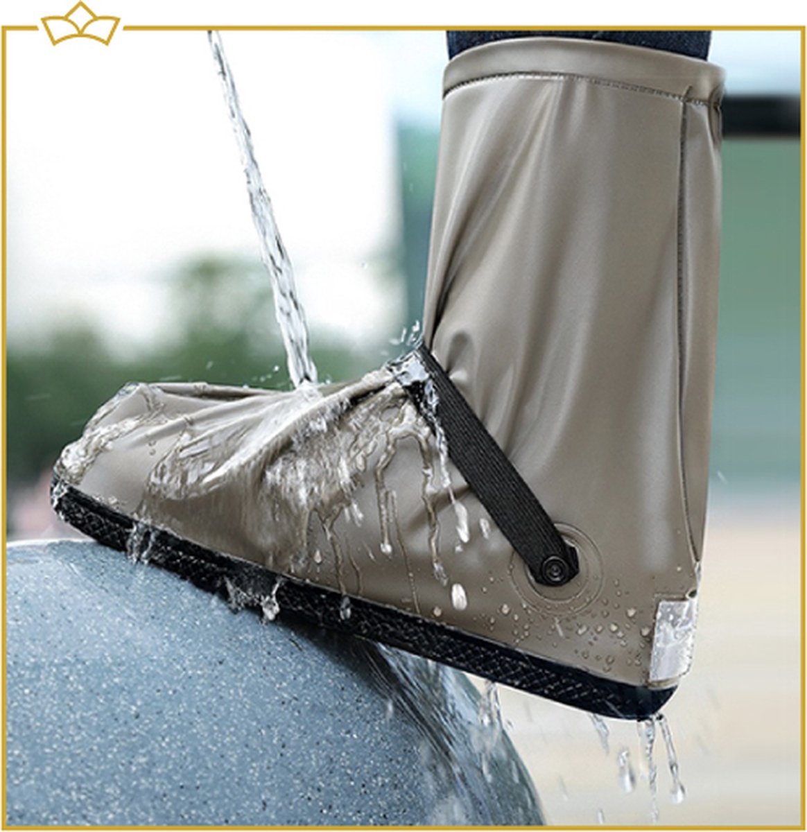 ATTREZZO® Regenschoenen overtrek – duurzaam - Hoog model – waterdicht en anti slip – Bruin - maat 42-43