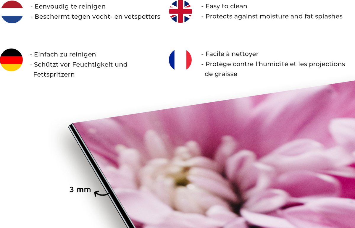 Spatscherm keuken 100x65 cm - Kookplaat achterwand Bloemen - Roze - Natuur - Muurbeschermer - Spatwand fornuis - Hoogwaardig aluminium