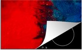 KitchenYeah® Inductie beschermer 81.2x52 cm - Inkt - abstract - Rood - Blauw - Kookplaataccessoires - Afdekplaat voor kookplaat - Inductiebeschermer - Inductiemat - Inductieplaat mat