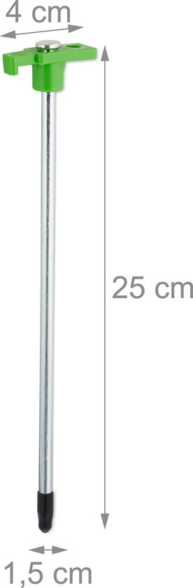 Piquets de tente Relaxdays - lot de 18 - clous de tente - 25 cm - piquets de sol avec oeillet - acier - vert clair