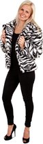 Korte zebraprint bontjas witte tijger - maat 40-42 M L - zebra sneeuwtijger fake fur jas nepbont pluche pimp