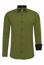 Heren Overhemd Kaki Groen - Rusty Neal - R-44