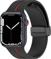 Siliconen bandje - geschikt voor Apple Watch Series 1/2/3/4/5/6/7/8/9/SE/SE 2 met case size 38 mm / 40 mm / 41 mm - zwart-rood