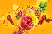 Fotobehang Kleurrijk Tropisch Fruit 3D - Vliesbehang - 368 x 280 cm