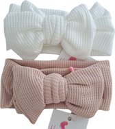 Cheveux in Style® Hairband Hiba 2 pack - Bandeau large et doux pour bébé avec un nœud - accessoires pour cheveux filles - tissu épais d'hiver tissu gaufré à larges côtes en tissu gaufré à motif gaufré