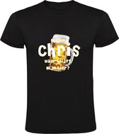 Ik ben Chris, waar blijft mijn bier Heren T-shirt - cafe - kroeg - feest - festival - zuipen - drank - alcohol