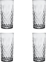HAES DECO - Waterglas, Drinkglas set van 4 glazen - inhoud glas 300 ml - formaat glas Ø 7x15 cm - Waterglazen, Drinkglazen