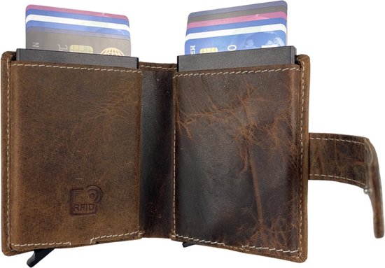 Double porte-cartes de crédit - Porte-cartes Homme - Cognac - RFID - Porte-cartes