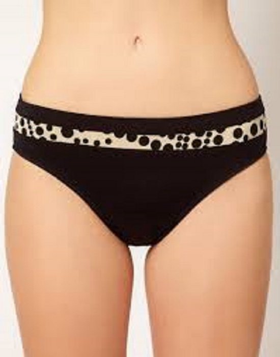 Fantasie - Mauritsius - bikinibroekje - goud met zwarte bollen band - maat XL / 42