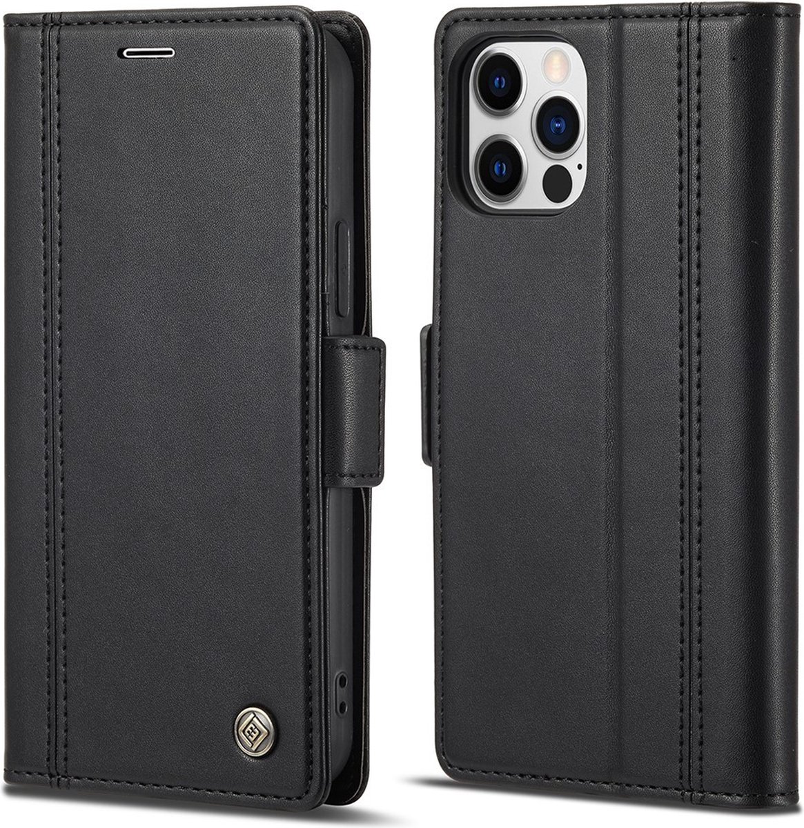 LC.IMEEKE Hoesje - Geschikt voor iPhone 13 Pro Hoesje - LC.IMEEKE Classic Book Case - Zwart