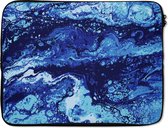 Housse pour ordinateur portable 17 pouces - Marbre - Blauw - Aquarelle - Housse pour ordinateur portable - Dimensions intérieures 42,5x30 cm