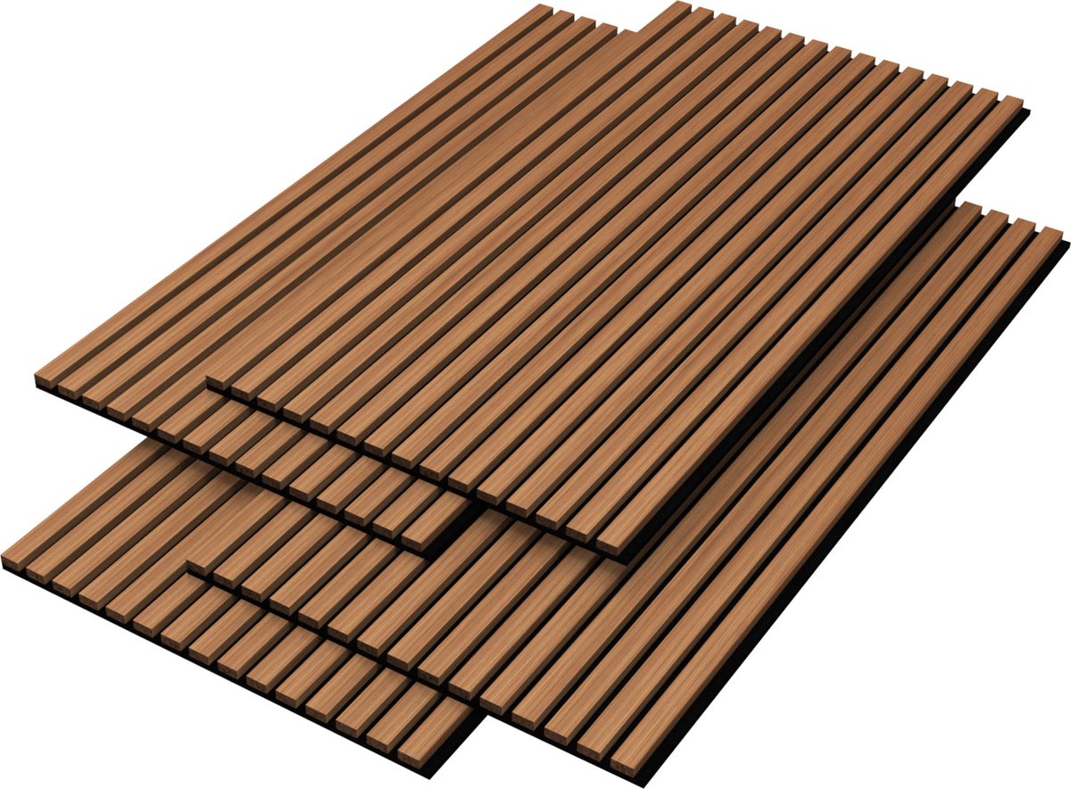 Akoestisch Wandpaneel Vang set van 4 mdf 2,88 m² teak