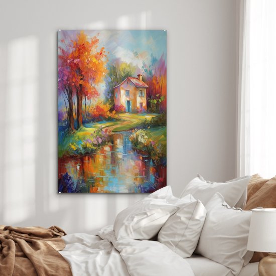 MuchoWow® Peinture sur Verre - Paysage - Coloré - Peinture à l'Huile - Art - 60x90 cm - Peintures sur Verre Acrylique - Photo sur Glas