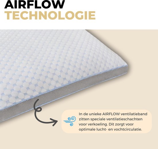 Ozocozy Dream on - Hoofdkussen - 60 x 70 cm - Memory Foam - Traagschuim Hoofdkussen - Geschikt voor rug-, zij- en buikslapers - Verkoelende Technologie - Vulbaar