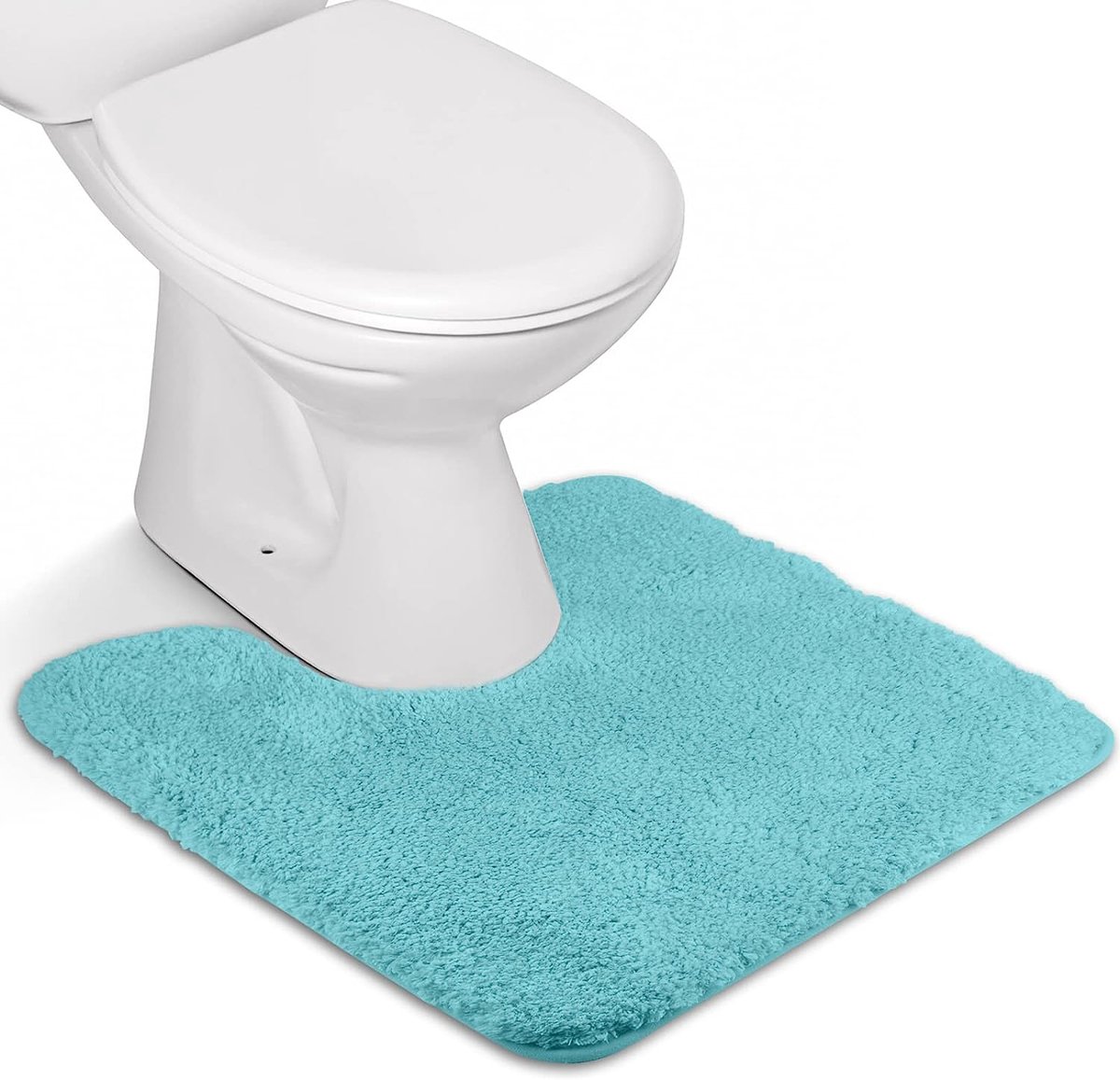 Antislip, hoogpolige badmat, machinewasbare badmat met waterabsorberende, zachte microvezels, voor badkuip, douche en badkamer (U - 50X50 cm, Turkoois)
