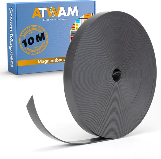 ATWAM Magneetstrip 10 Meter Lang - Magneetband - Magneetband Whiteboard - Whiteboard Planner - Magneten