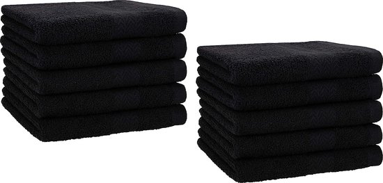 Set van 10 premium gastendoekjes - gezichtsdoekjesset - handdoekenset - handhanddoeken - 30 x 50 cm - zwart