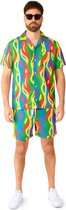 OppoSuits Loopy Lines - Set d'été pour hommes - Contient une chemise et un Shorts - Tenue de Festival - Multicolore - Taille : XL