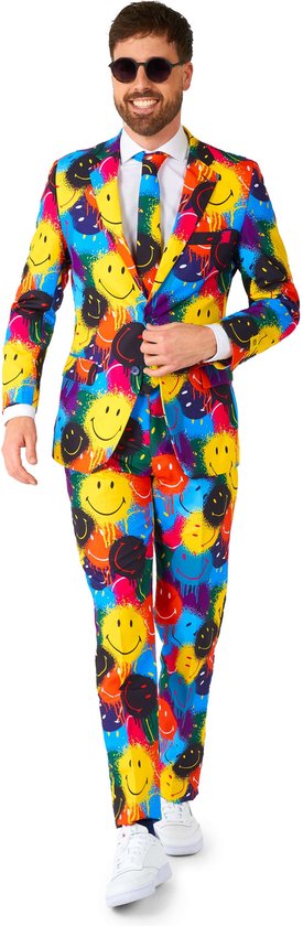 OppoSuits Smiley™ Drip - Heren Pak - Smiley Suit - Carnavalskleding - Meerkleurig - Maat: EU 48