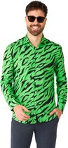 OppoSuits Shirt - Wild Animal - Heren Carnavals Overhemd - Neon Groen Shirt - Groen - Maat: L
