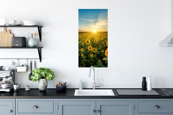 Stickers muraux - Sticker Foil - Coucher de Soleil - Fleurs - Tournesol - Horizon - Paysage - 40x80 cm - Film Adhésif - Stickers muraux Chambre Enfant - Papier Peint Auto Adhésif