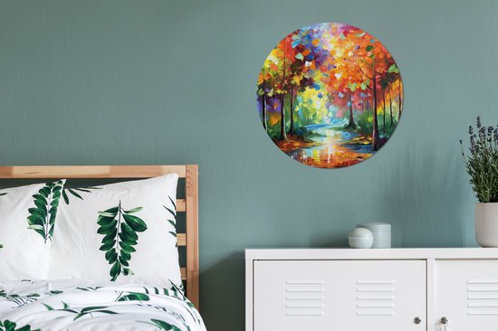 WallCircle - Cercle Mural - Cercle Mural - Paysage - Forêt - Couleurs - Nature - Aluminium - Dibond - 60x60 cm - Intérieur et Extérieur