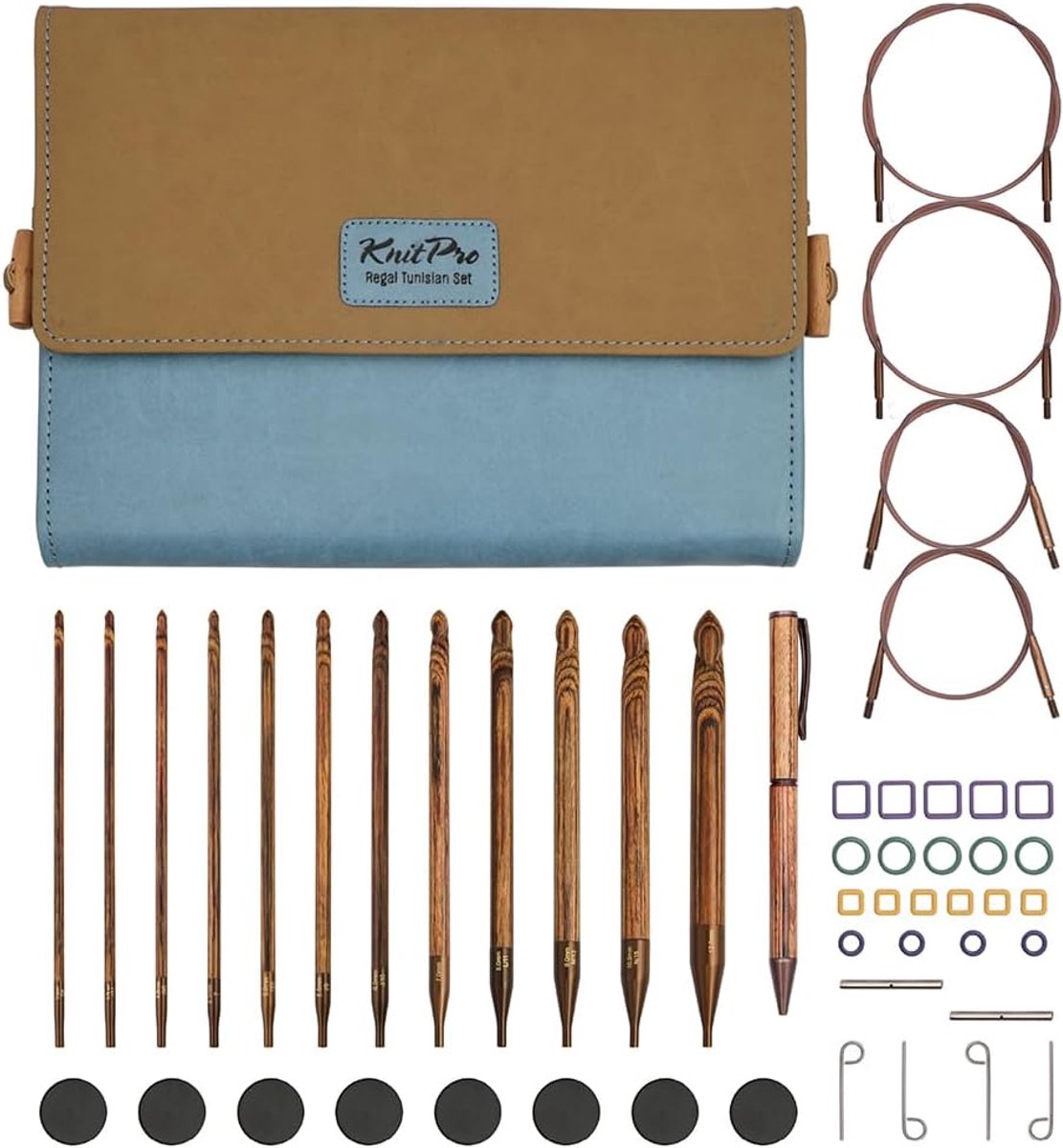 Set verwisselbare Afghaanse/Tunesische haaknaalden - 12 maten met kabels in geschenkdoos