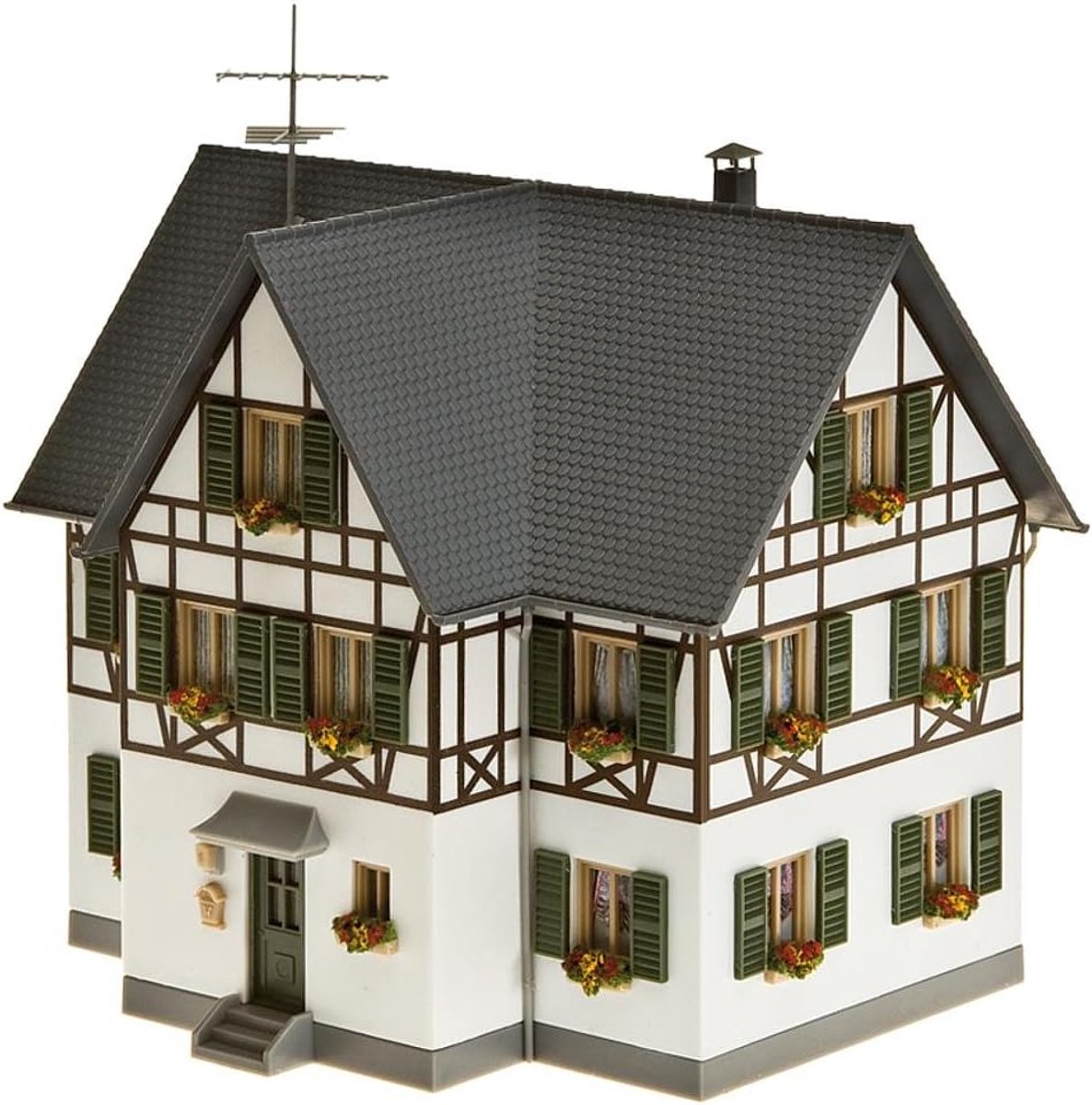 Vakwerk Huis - Modelbouw Set - Hobby Modelbouw - Makkelijk te bouwen - Schaal 1:87 - Grijs Wit