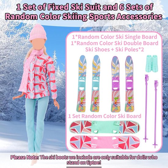 21-delige winterskiset poppenkleding en accessoires voor 30 cm poppen — afbeelding 4