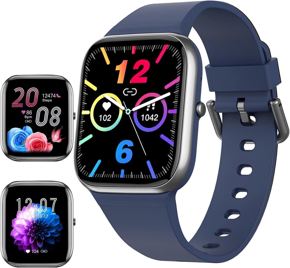 Smartwatch Volledige Touchscreen voor Heren en Dames met Hartslag, Bloeddruk & Slaapmeting