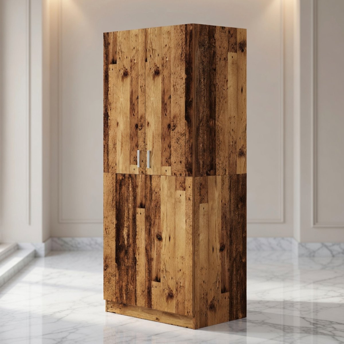 Rustic Oakline Luxe Kledingkast 90x52x200 cm – Oude Houtlook – 2 Deuren – Met Kledingstang en Legplanken – Grote Garderobekast voor Slaapkamer en Hal – Staande Opbergkast House&Garden