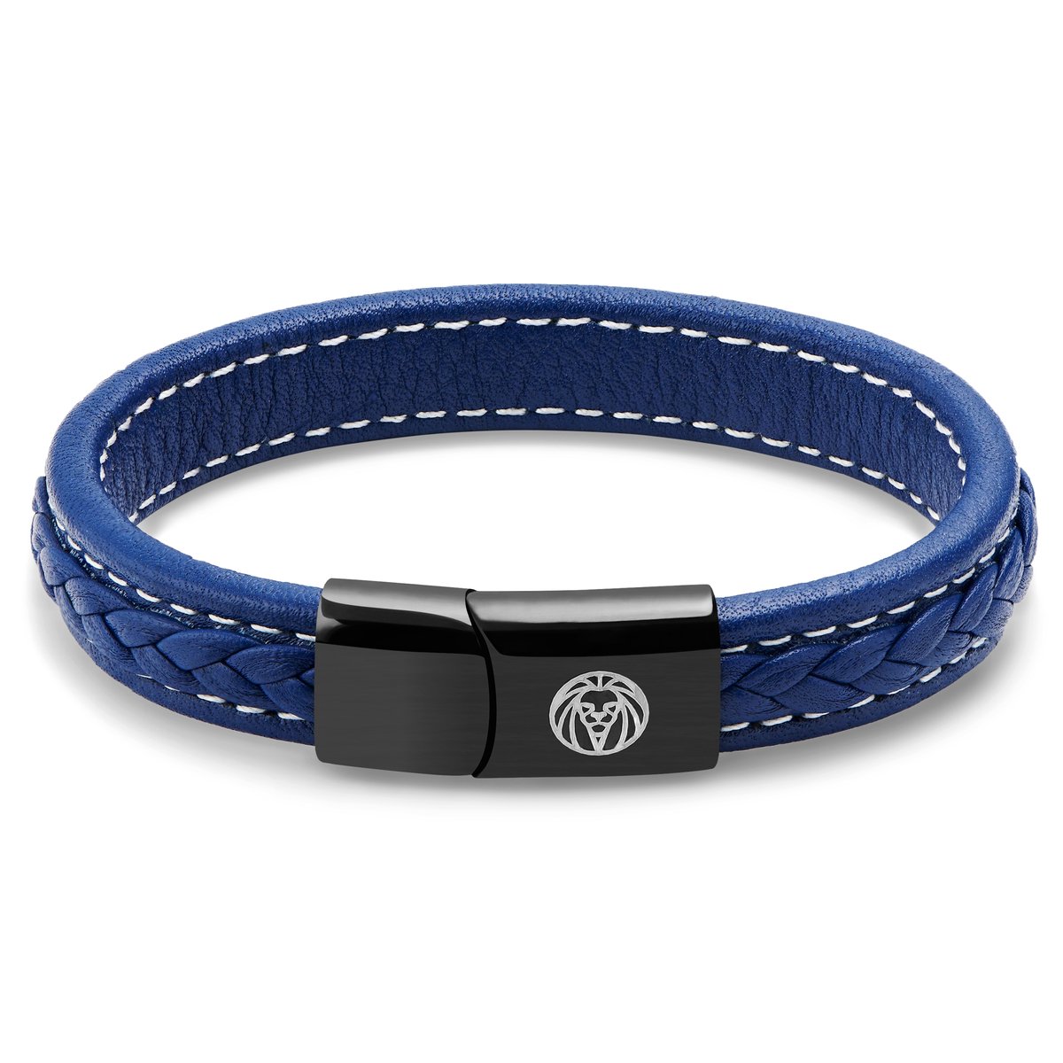 Blauwe Retro Leren Armband