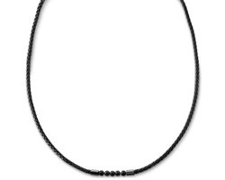 Tenvis | 3 mm Zwarte Onyx Leren Ketting