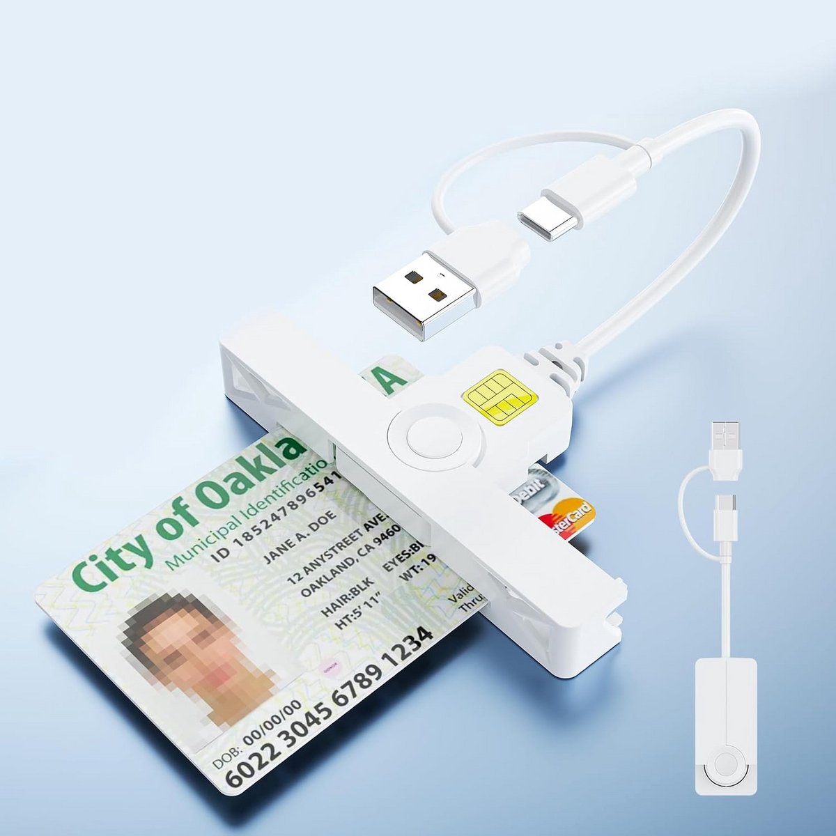 2-in-1 Smartcardlezer USB-C en USB-A voor Digitale Handtekening en CAC/CRS/CNS