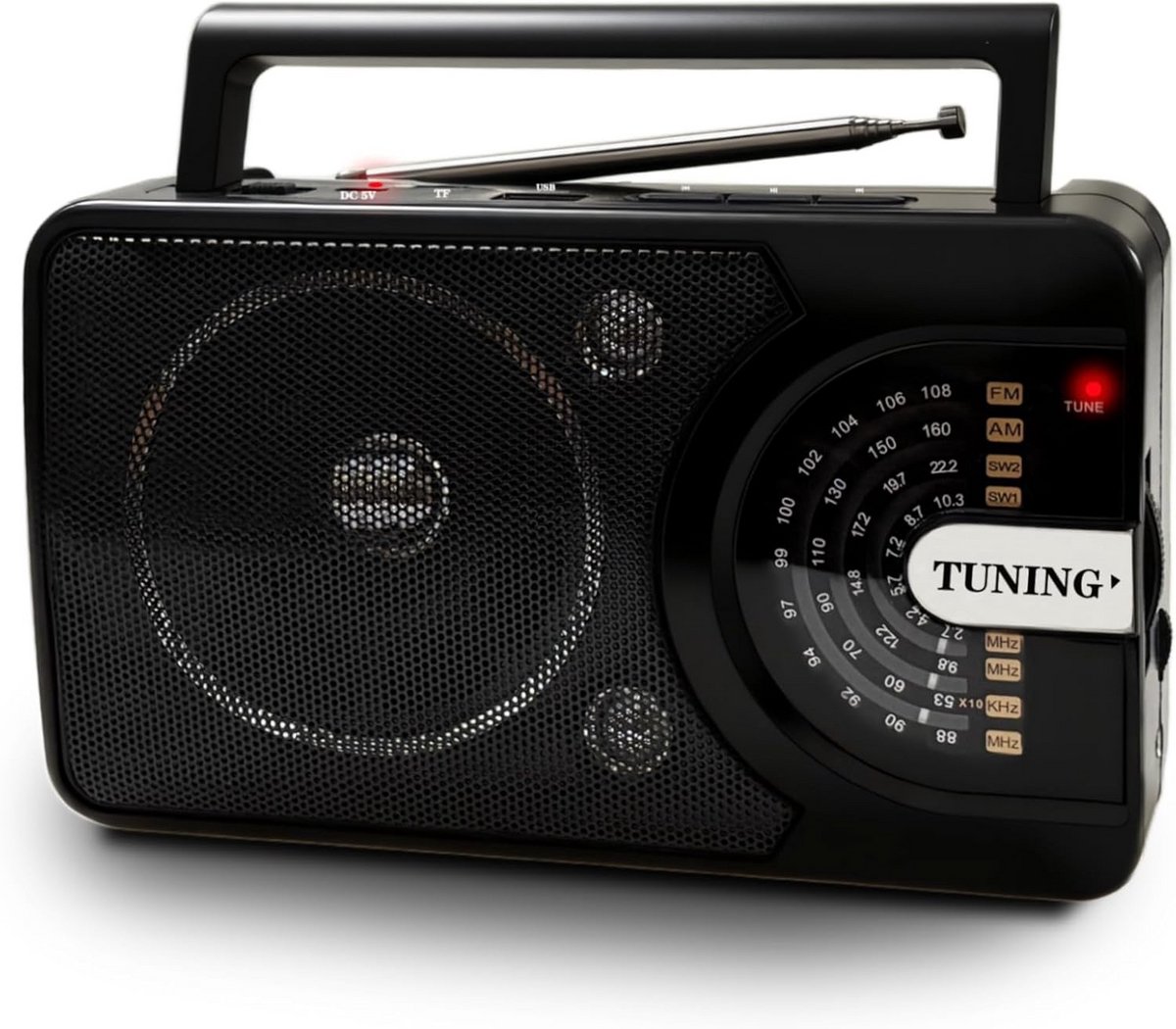 Draagbare Radio met Bluetooth, USB, TF en Meerdere Frequentiebanden