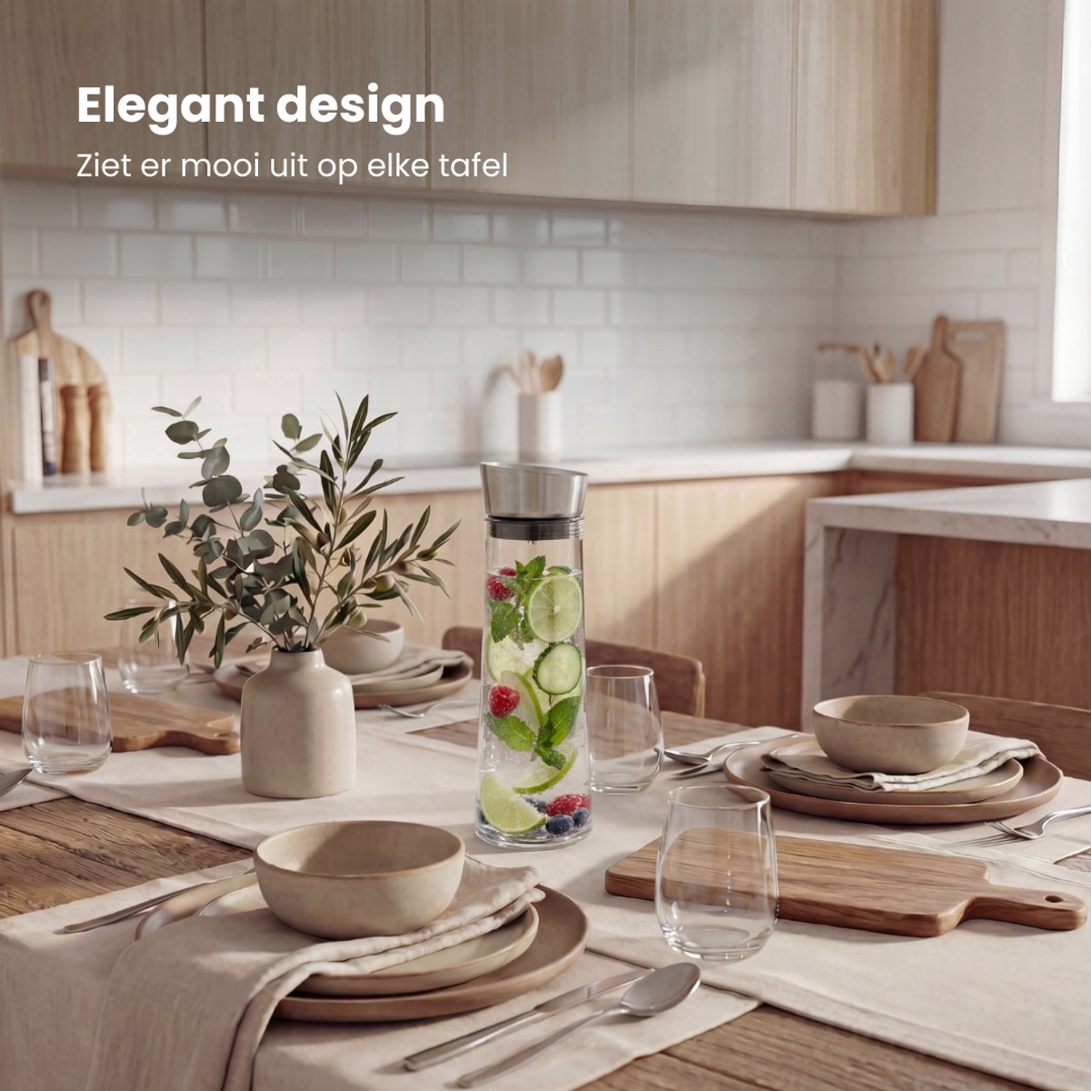 Grilla Karaf – Waterkan met Deksel en Filter – Waterkaraf – Glas – 1000ml — cadeau in Koken & Dineren - foto 5