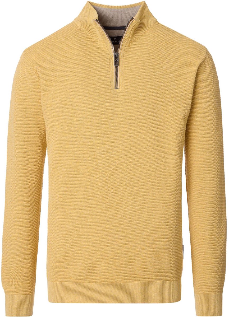 CASAMODA Halfzip Trui Structure Melange Geel - Maat 3XL - Heren - Quarter zip