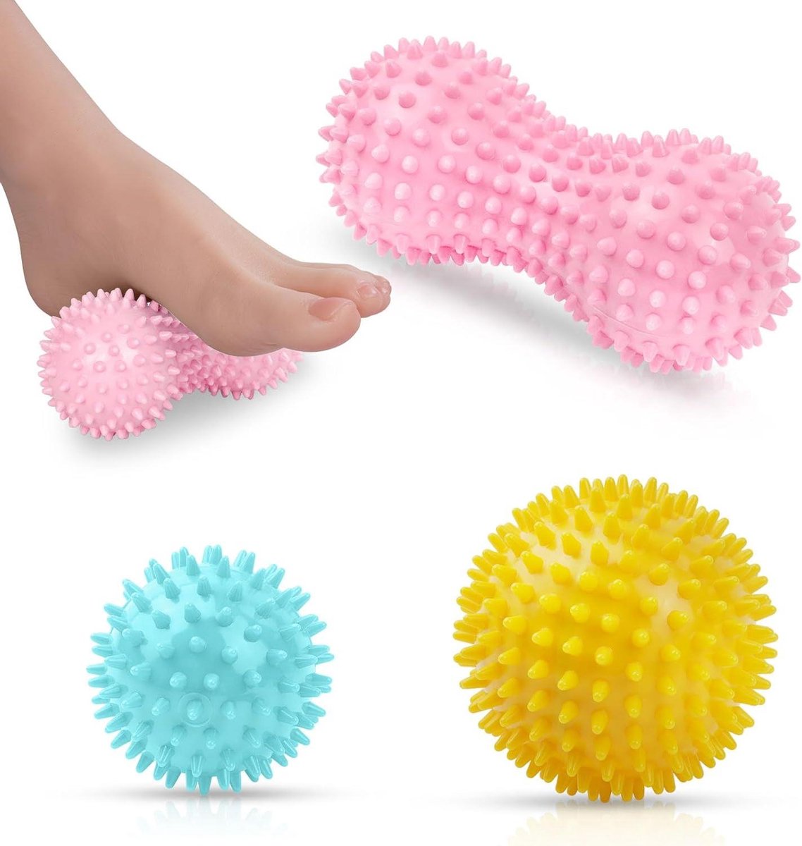 Massageballen Set, 3-delige set voor spiermassage, plantaire fasciitis, triggerpointtherapie.