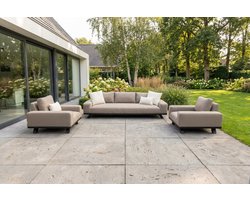 Barcelona Sunbrella stoel-bank loungeset - Taupe - 3-delig