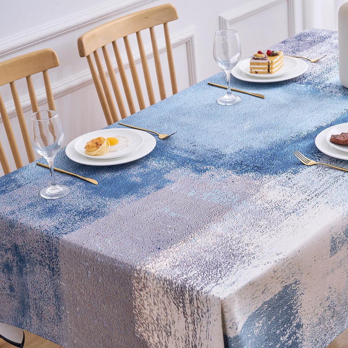 Vuilafstotend Rechthoekig Tafelkleed Linnenlook 200x140 cm Grijsblauw Wasbaar