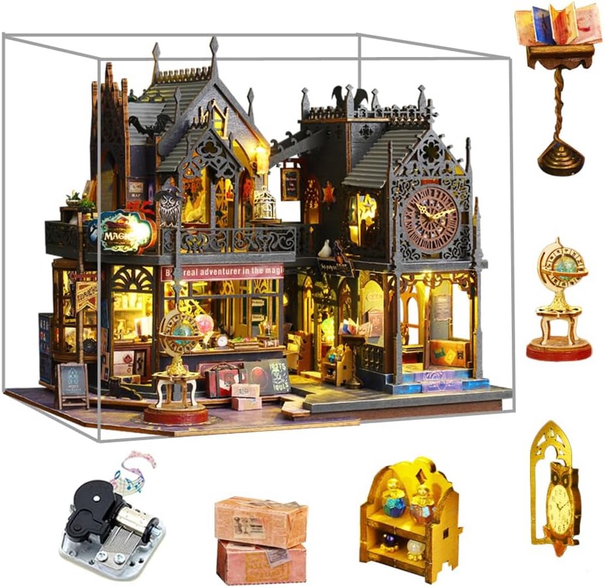 Doe-het-zelf Miniatuur Poppenhuis met Meubels en LED Verlichting