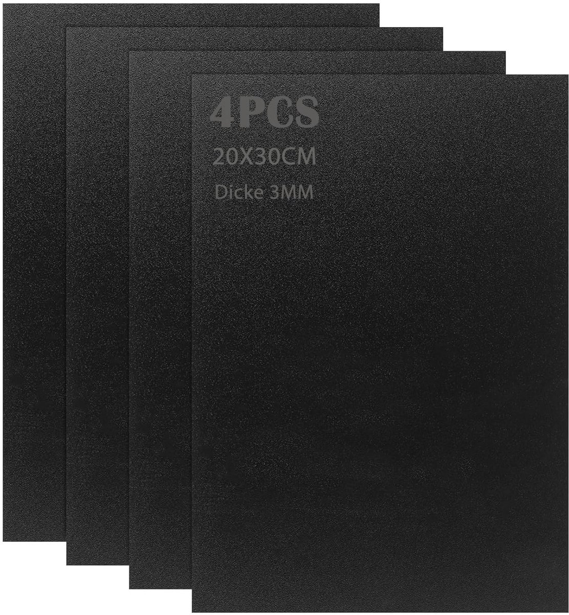 4x Zwarte ABS Kunststof Plaat 20x30 cm - 3mm Dik - Voor Ambachten en Displays