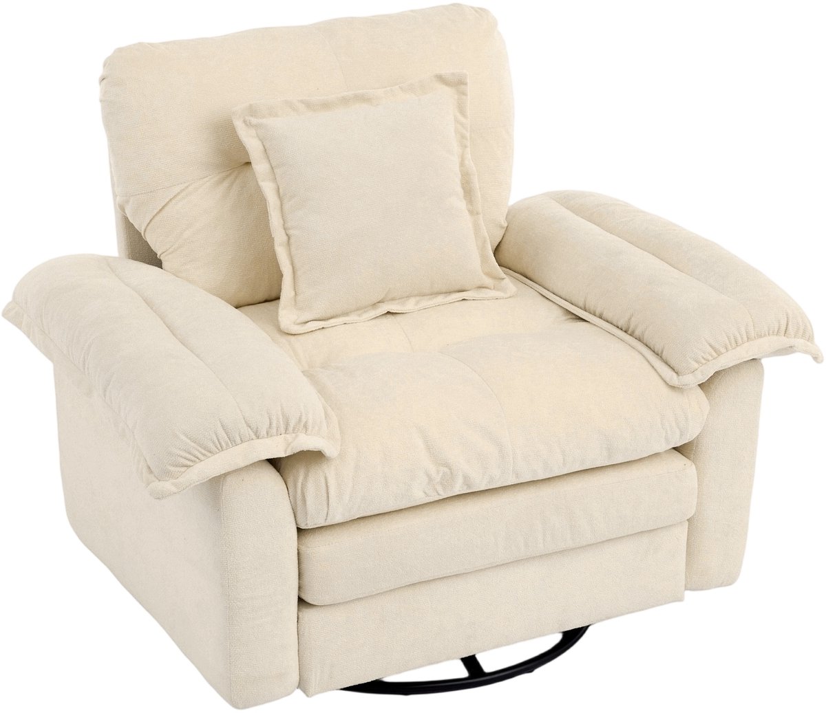 Rolipo Chenille Draaifauteuil 360° - Oversized Leesfauteuil - Accentstoel met Steunkussen - Gestoffeerde Lounge Fauteuil voor Slaapkamer/Woonkamer/Kinderkamer Wit
