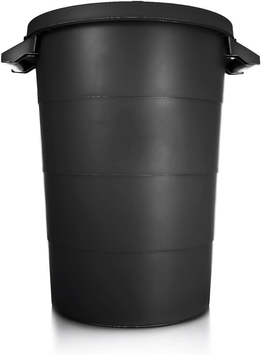 Universele Weerbestendige Ton met Deksel en Handvatten - 80 Liter Zwart