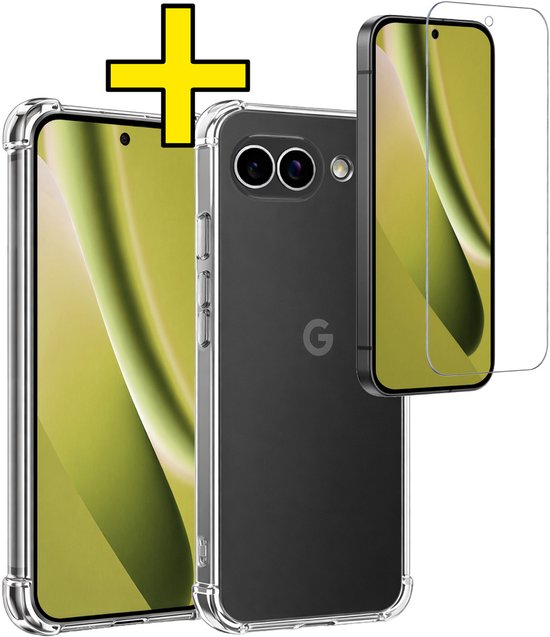 Coque de téléphone transparente avec protecteur d'écran à côté d'un téléphone.