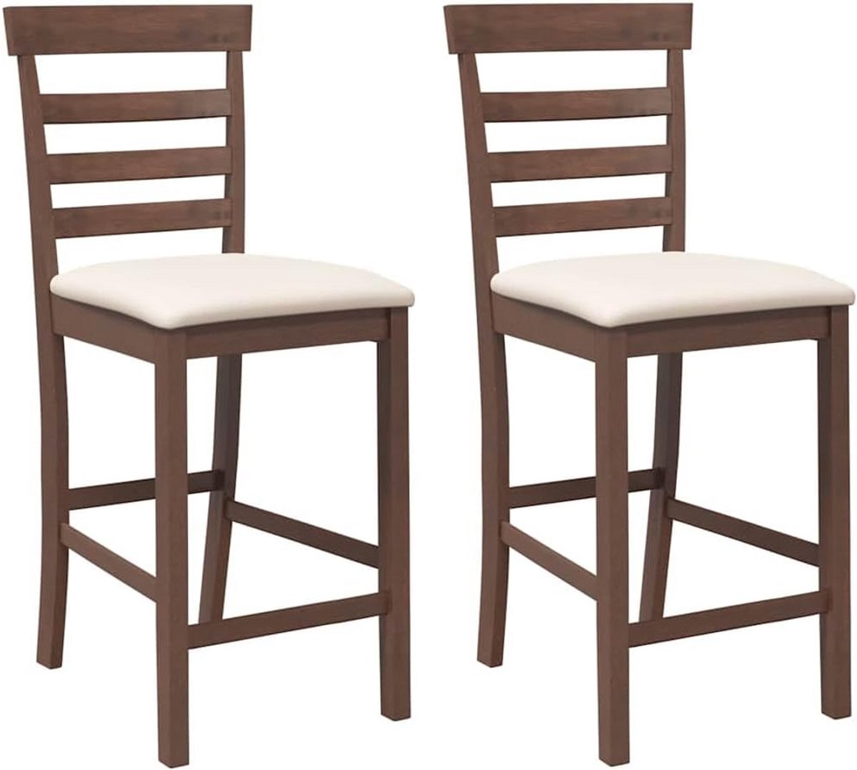Set van 2 Massief Houten Barkrukken met Comfortabele Kussens
