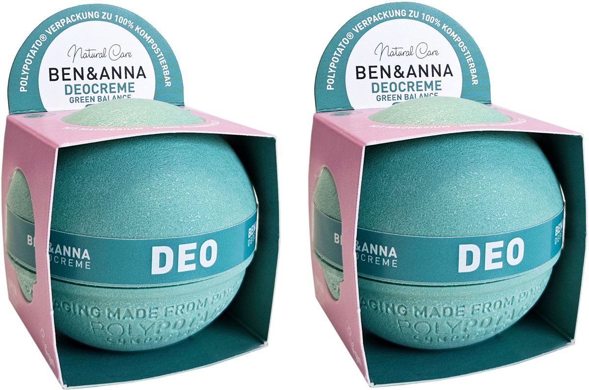 Ben & Anna - Green Balance - Poly Potato Deocrème - 2 Pak- 2x 40GR