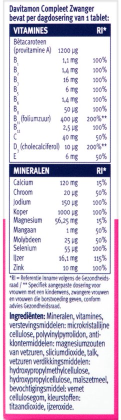 Davitamon Mama Compleet Zwanger - multivitamine bij kinderwens en zwangerschap - Bevat extra foliumzuur en vitamine D3 - 60 tabletten