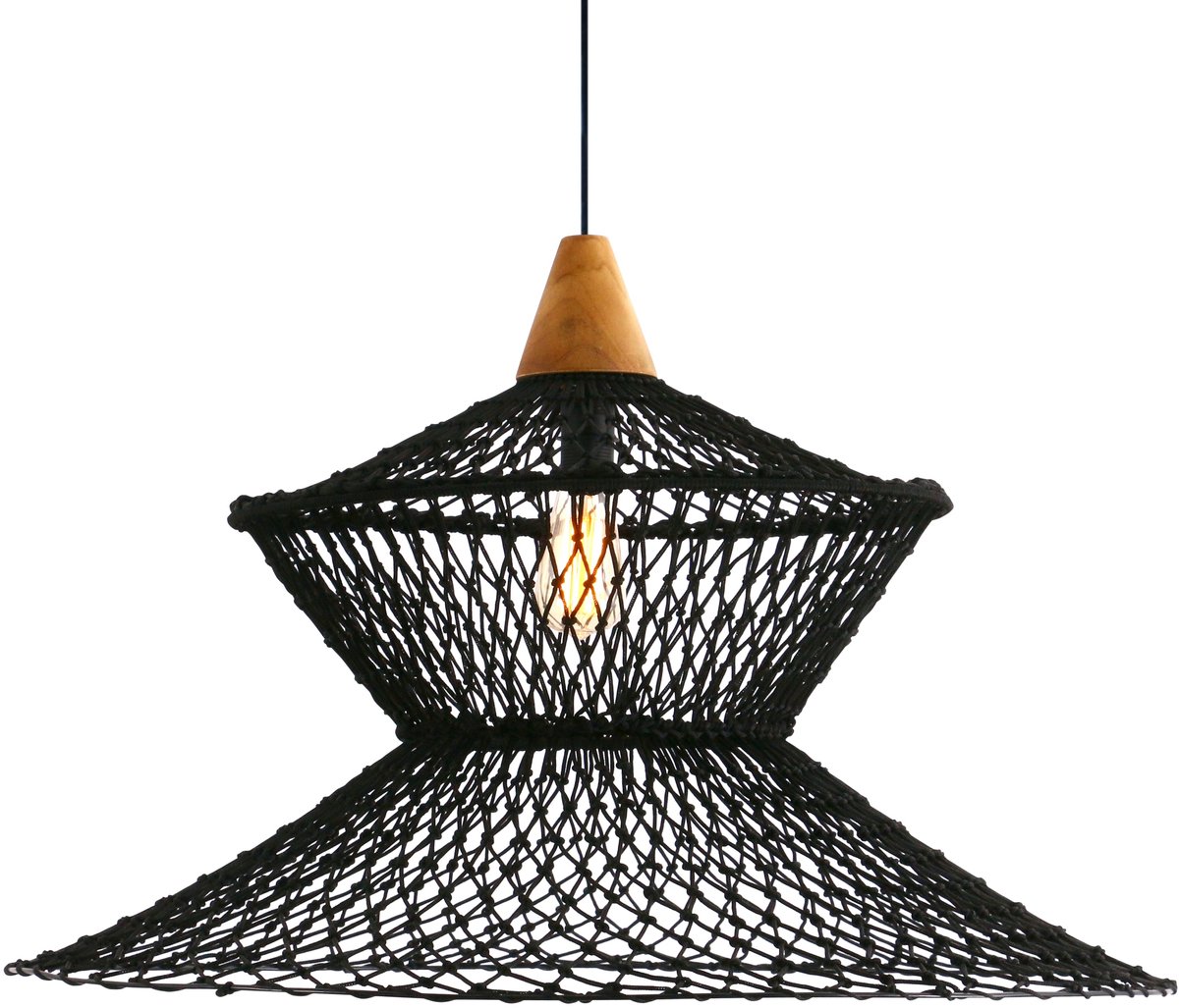 Belvivere Java Noir Weave - Prachtig gevlochten Rotan Hanglamp in zwartOosterse hanglamp, Ibiza stijl wonen, Bohemium , handgemaakt design,